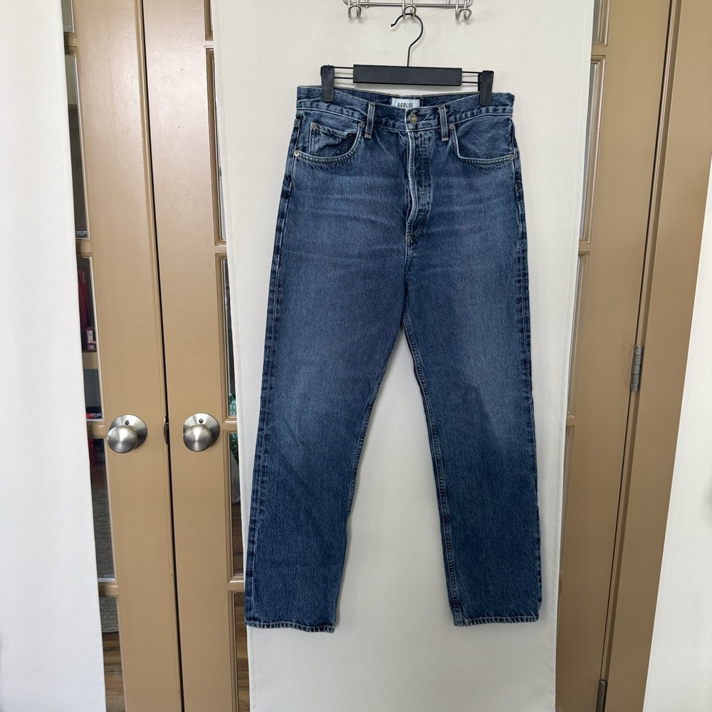 Agolde Womens 28 Blue 90's Pinch Waist Button Fly Straight Leg Denim Jeans